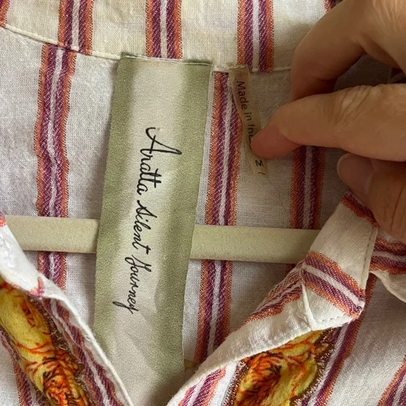 Aratta Silent Journey Pants and Top Embroidered Boho Birth of Venus Sz Med - Picture 3 of 16